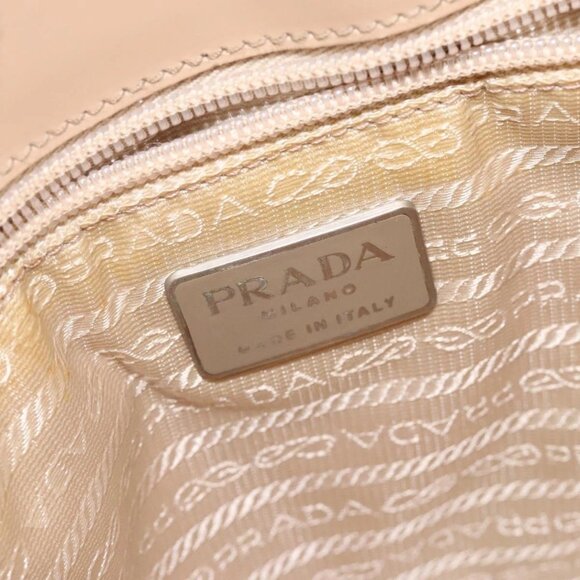 PRADA Shoulder Bag Enamel Beige Silver Auth - Picture 10 of 16